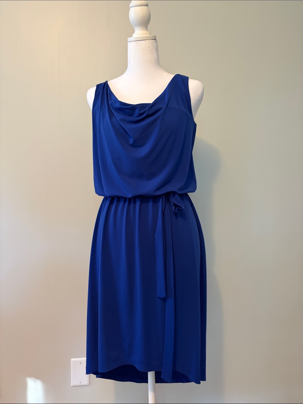 Fenn Wright Manson Royal Blue Sleeveless Midi Dress with Waist Tie